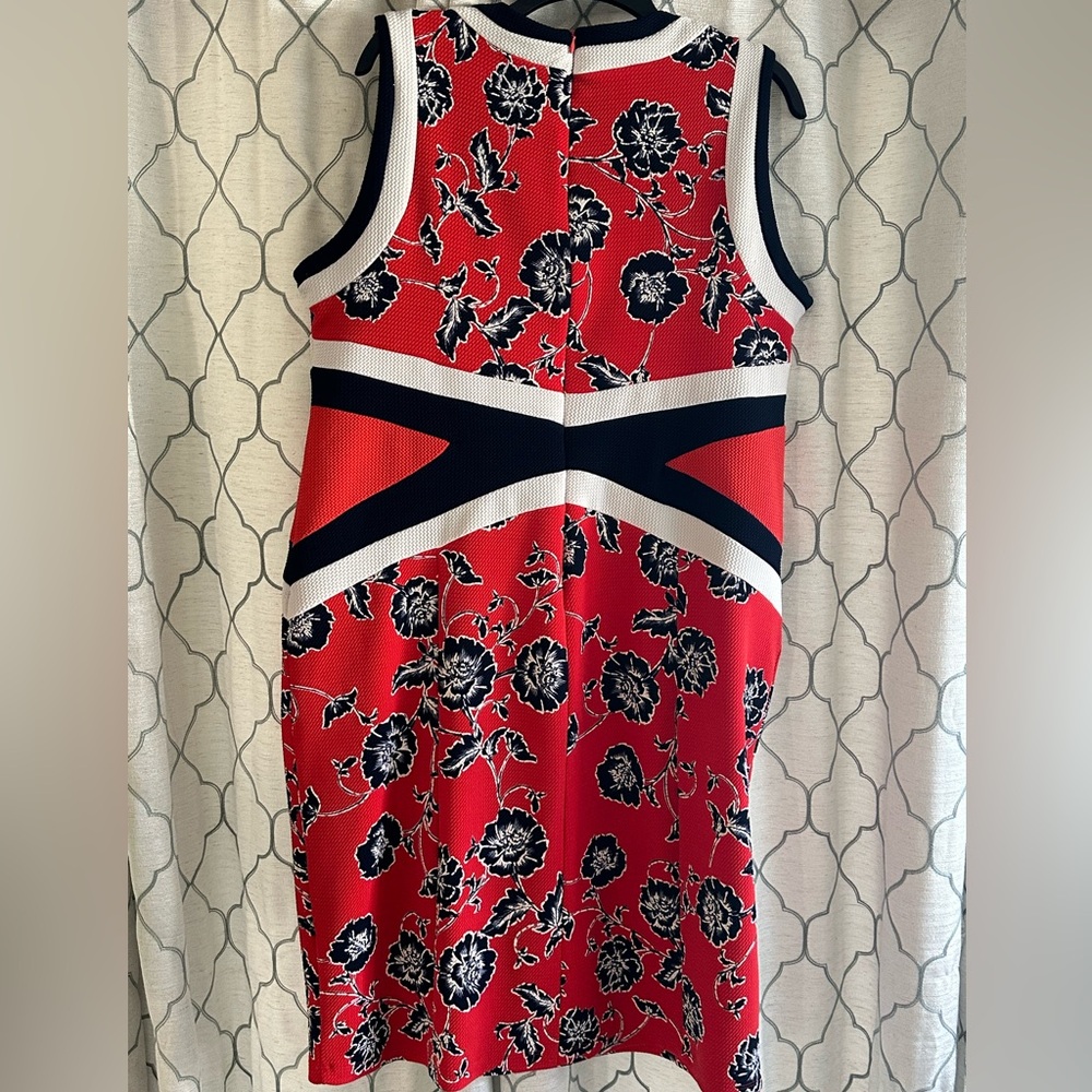 SHELBY & PALMER Womens Size 18 Sleeveless Red BluePolyester Blend Textured Dress